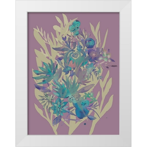 Zarris, Chariklia 19x24 White Modern Wood Framed Museum Art Print Titled - Slate Flowers on Mauve II