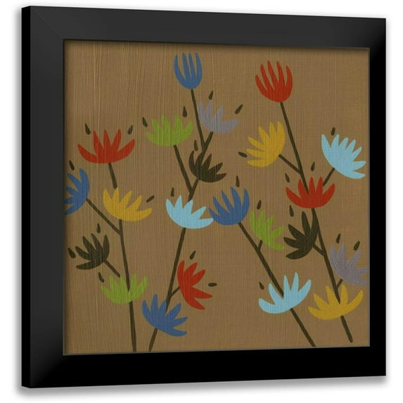 Zarris, Chariklia 20x20 Black Modern Framed Museum Art Print Titled - Retro Blossoms I