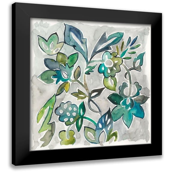 Zarris, Chariklia 20x20 Black Modern Framed Museum Art Print Titled - Sapphire Vine I