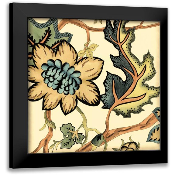 Zarris, Chariklia 20x20 Black Modern Framed Museum Art Print Titled - Small Jacobean Tile III
