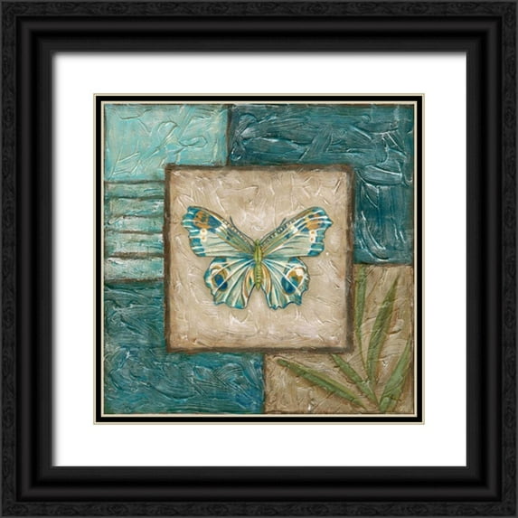 Zarris, Chariklia 20x20 Black Ornate Wood Framed with Double Matting Museum Art Print Titled - Large Butterfly Montage II