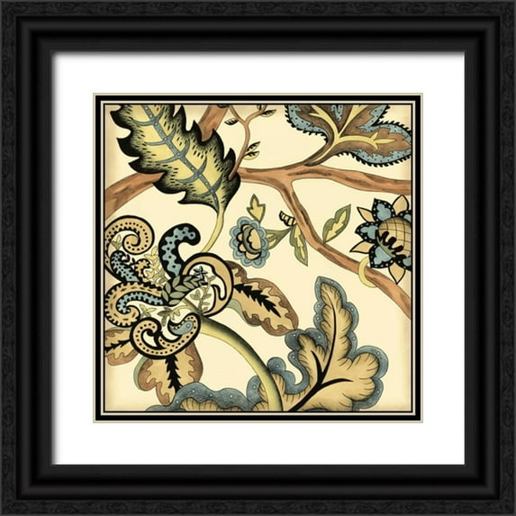 Zarris, Chariklia 20x20 Black Ornate Wood Framed with Double Matting Museum Art Print Titled - Small Jacobean Tile II