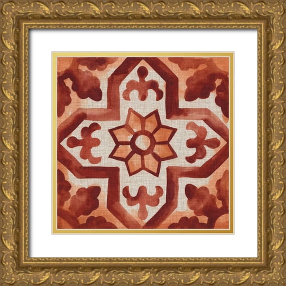 Zarris, Chariklia 20x20 Gold Ornate Wood Framed with Double Matting Museum Art Print Titled - Elemental Tiles V
