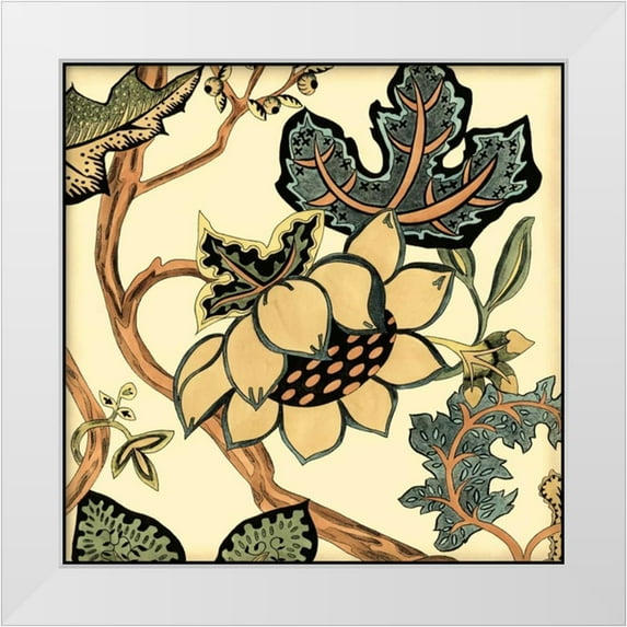 Zarris, Chariklia 20x20 White Modern Wood Framed Museum Art Print Titled - Small Jacobean Tile IV