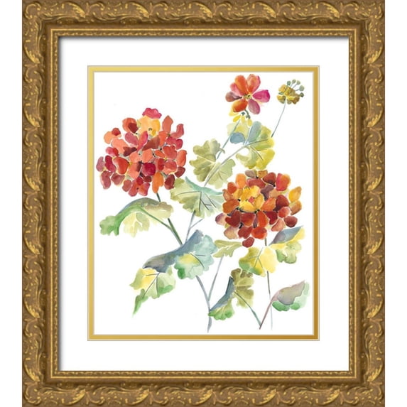 Zarris, Chariklia 20x23 Gold Ornate Wood Framed with Double Matting Museum Art Print Titled - Cranesbills I
