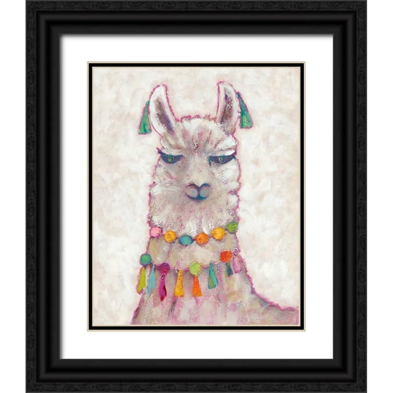 Zarris, Chariklia 20x24 Black Ornate Wood Framed with Double Matting Museum Art Print Titled - Festival Llama II