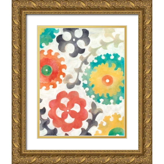 Zarris, Chariklia 20x24 Gold Ornate Wood Framed with Double Matting Museum Art Print Titled - Batik Suzani II