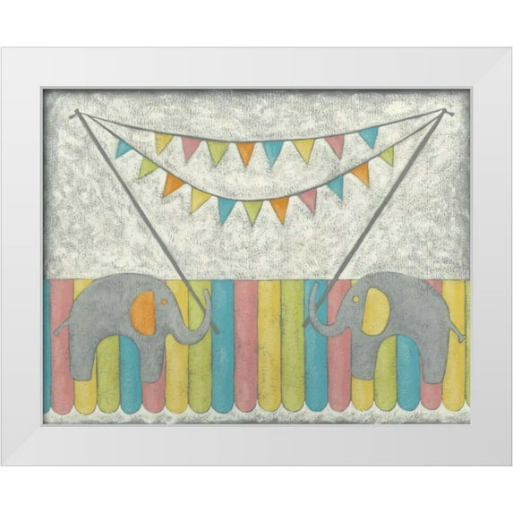 Zarris, Chariklia 24x20 White Modern Wood Framed Museum Art Print Titled - Carnival Elephants