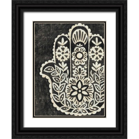 Zarris, Chariklia 25x32 Black Ornate Wood Framed with Double Matting Museum Art Print Titled - Night Hamsa II