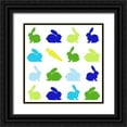 thumbnail image 1 of Zarris, Chariklia 26x26 Black Ornate Wood Framed with Double Matting Museum Art Print Titled - Animal Sudoku in Blue II, 1 of 4
