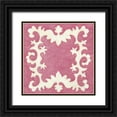 thumbnail image 1 of Zarris, Chariklia 26x26 Black Ornate Wood Framed with Double Matting Museum Art Print Titled - Petite Suzani in Pink, 1 of 4