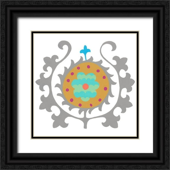 Zarris, Chariklia 26x26 Black Ornate Wood Framed with Double Matting Museum Art Print Titled - Suzani Flower III