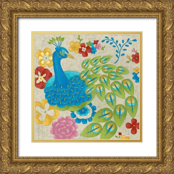 Zarris, Chariklia 26x26 Gold Ornate Wood Framed with Double Matting Museum Art Print Titled - Flores I