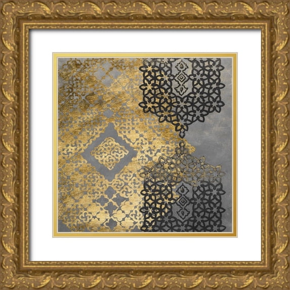 Zarris, Chariklia 26x26 Gold Ornate Wood Framed with Double Matting Museum Art Print Titled - Golden Filigree II