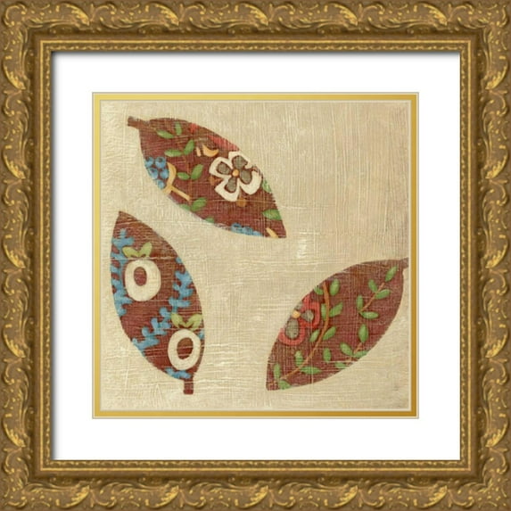 Zarris, Chariklia 26x26 Gold Ornate Wood Framed with Double Matting Museum Art Print Titled - Linen Leaves III