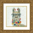 thumbnail image 1 of Zarris, Chariklia 26x26 Gold Ornate Wood Framed with Double Matting Museum Art Print Titled - Llama Love with Glasses I, 1 of 4