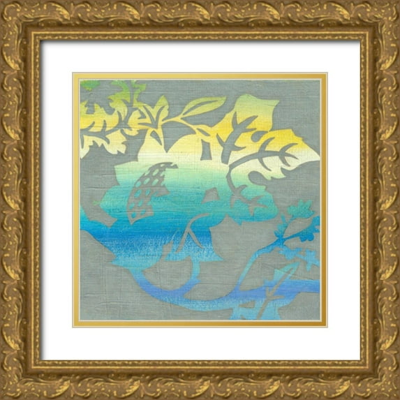 Zarris, Chariklia 26x26 Gold Ornate Wood Framed with Double Matting Museum Art Print Titled - Ombre Garden III