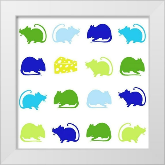 Zarris, Chariklia 26x26 White Modern Wood Framed Museum Art Print Titled - Animal Sudoku in Blue V