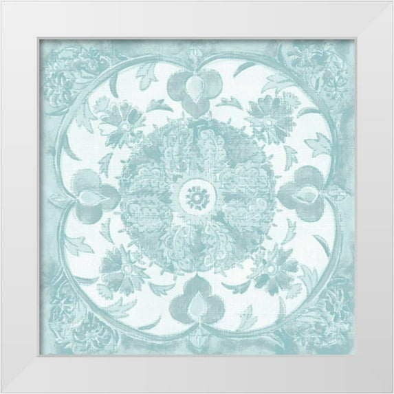 Zarris, Chariklia 26x26 White Modern Wood Framed Museum Art Print Titled - Spa Batik Rosette IV
