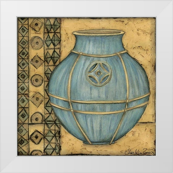 Zarris, Chariklia 26x26 White Modern Wood Framed Museum Art Print Titled - Square Cerulean Pottery I