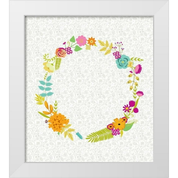 Zarris, Chariklia 26x29 White Modern Wood Framed Museum Art Print Titled - Girly Wreath I