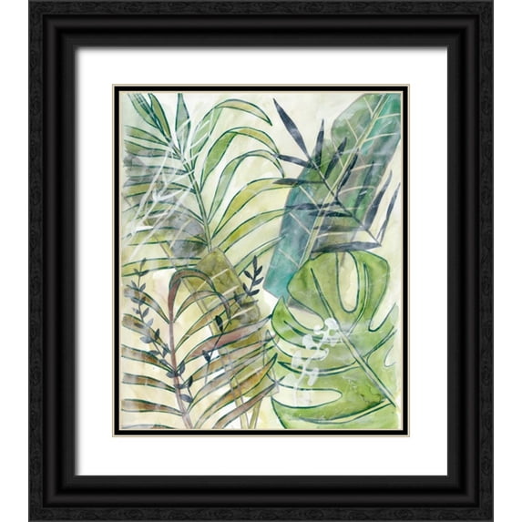 Zarris, Chariklia 26x30 Black Ornate Wood Framed with Double Matting Museum Art Print Titled - Layered Palms I