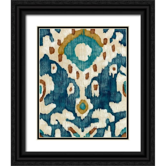 Zarris, Chariklia 26x32 Black Ornate Wood Framed with Double Matting Museum Art Print Titled - Ocean Ikat II