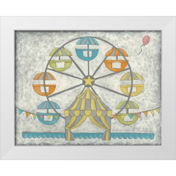 Zarris, Chariklia 32x26 White Modern Wood Framed Museum Art Print Titled - Carnival Ferris Wheel