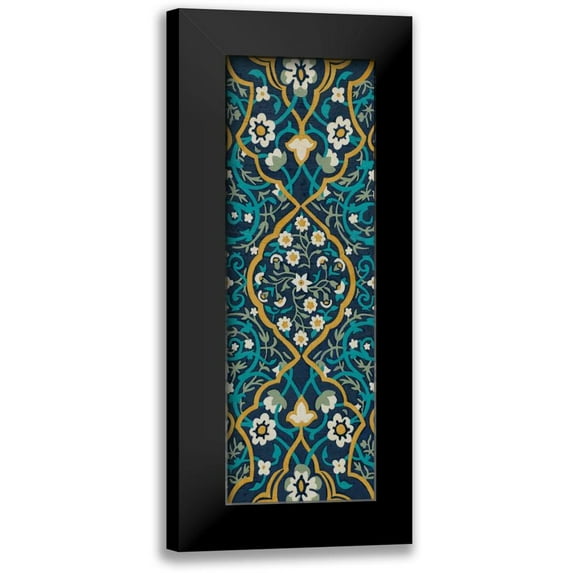 Zarris, Chariklia 7x14 Black Modern Framed Museum Art Print Titled - Cobalt Tapestry II