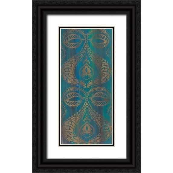 Zarris, Chariklia 8x14 Black Ornate Wood Framed with Double Matting Museum Art Print Titled - Blue Arabesque I