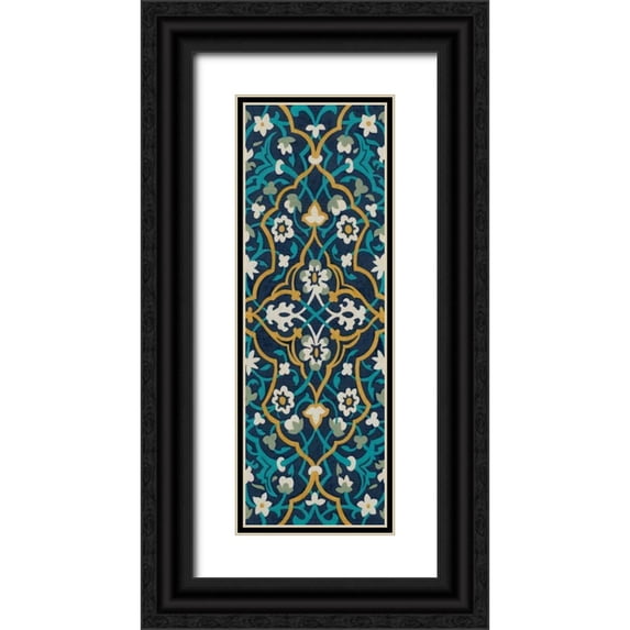 Zarris, Chariklia 9x18 Black Ornate Wood Framed with Double Matting Museum Art Print Titled - Cobalt Tapestry I