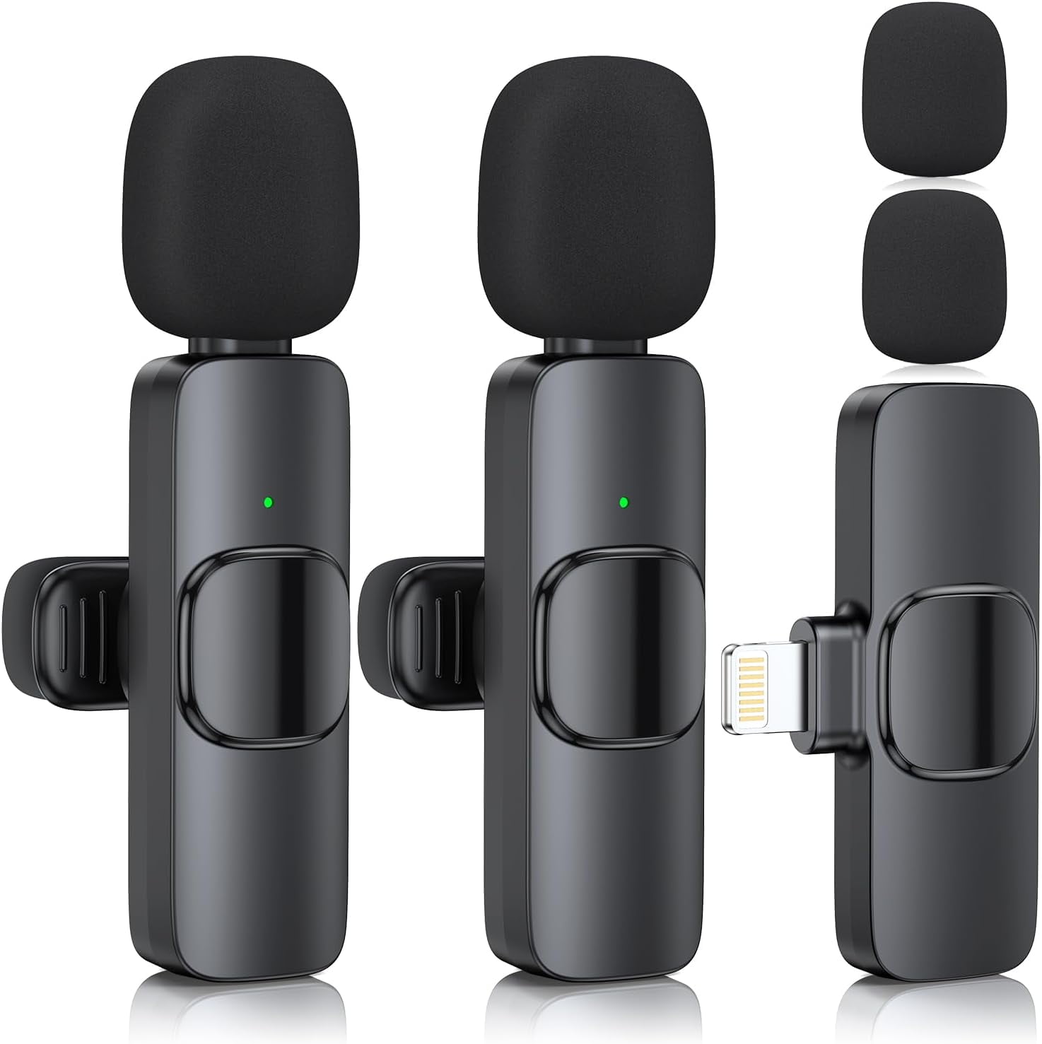 ZasLuke 2 Pack Wireless Lavalier Microphone for iPhone & iPad, Mini Microphone for Video Recording, Ultra-Low Delay Noise Canceling Microphone for Vlog, YouTube, TikTok