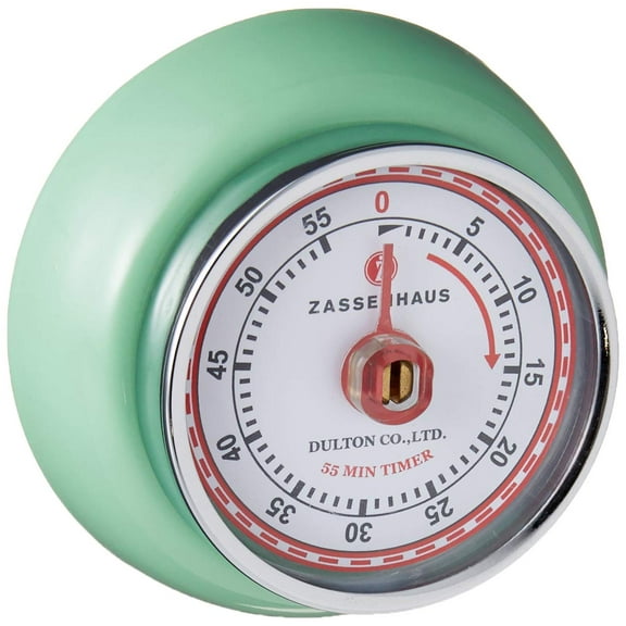 Zassenhaus 60-Minute Magnetic Steel "Retro" Kitchen Timer, Mint Green, 2.75-Inch (M072365)