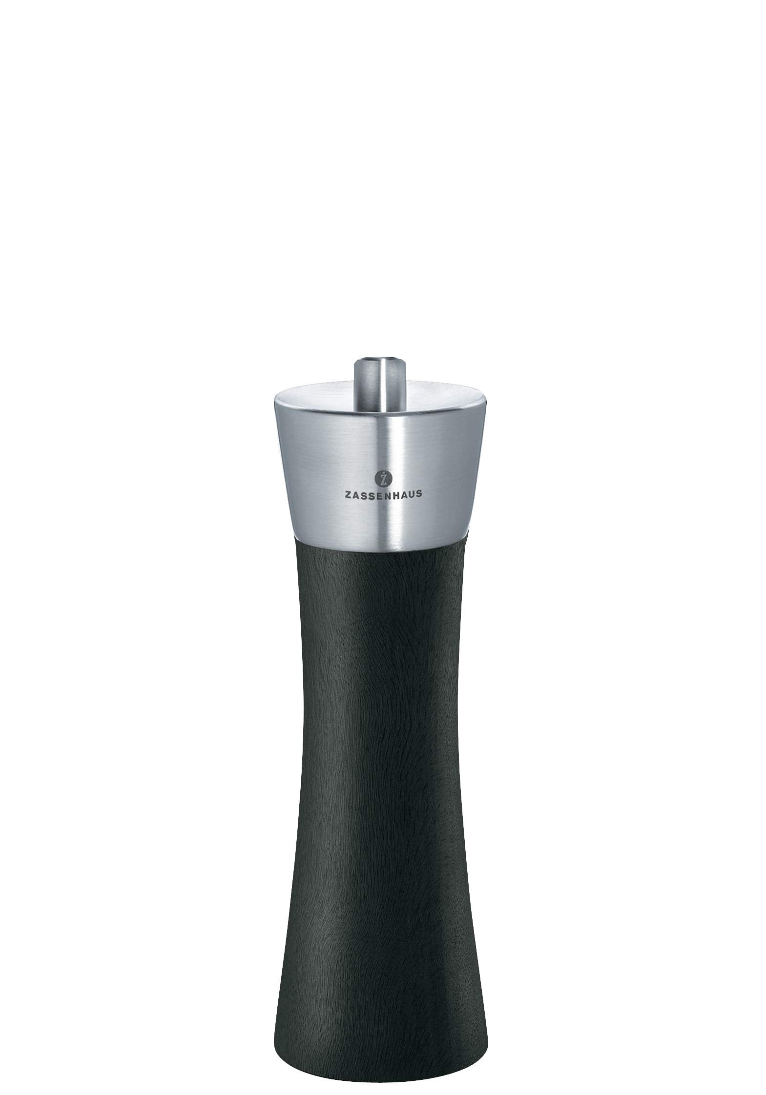 Zassenhaus Augsburg Pepper Grinder Mill, 7-Inch, Black with Stainless Steel
