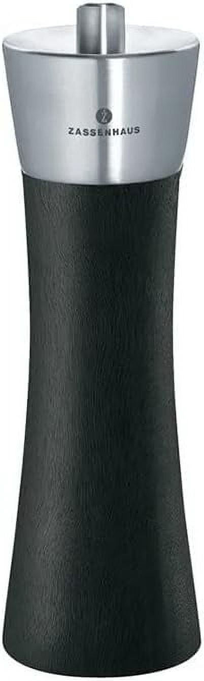 Zassenhaus Augsburg Dual Salt and Pepper Grinder Manual Refillable 7-Inch Black Stainless Steel