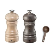 Zassenhaus Berlin Natural Salt & Dark Stained Pepper Grinder Mill, Gift Set - With Wooden Spice Scoop 4.7 Inch