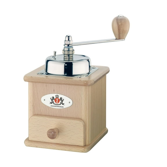 Zassenhaus Brasilia Coffee Mill, Beechwood Manual Coffee Bean Grinder, Traditional Hand Crank Coffee Mill,Natural/Chrome