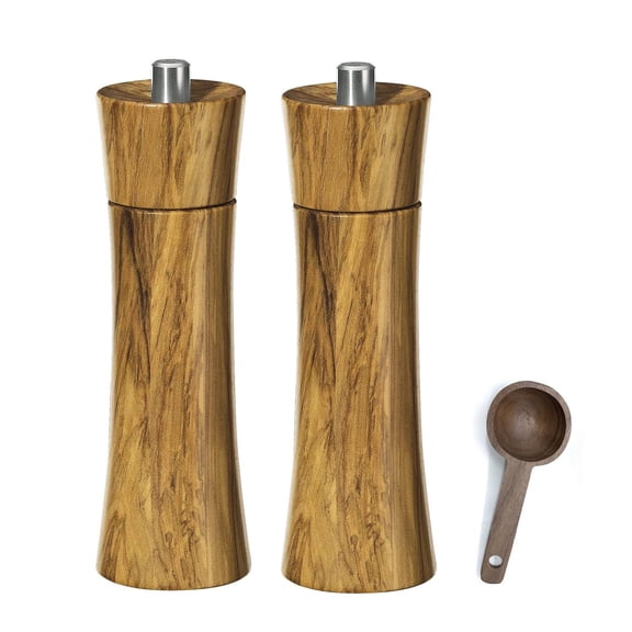 Zassenhaus "Frankfurt" Olive Wood Ceramic Salt & Pepper Mill Gift Set, 7-Inch - With Wooden Spice Scoop