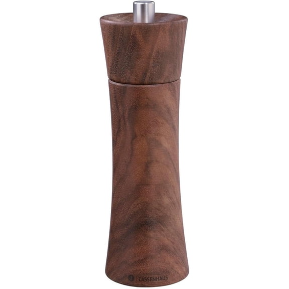 Zassenhaus Frankfurt Walnut Salt Mill with Fully Adjustable High Performance Ceramic Grinder Filled Spice Mill 7 2.3-Inches