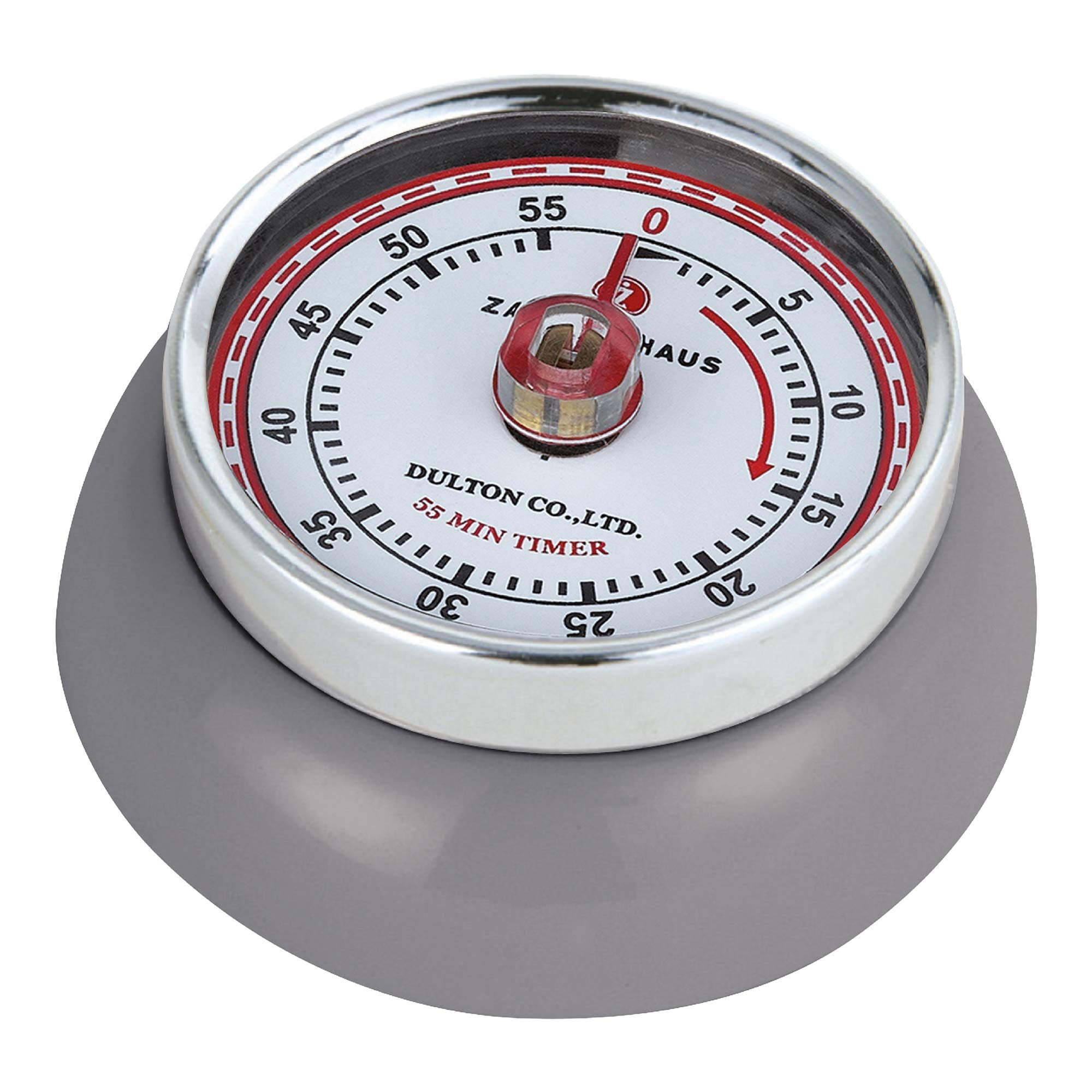 Cool Gray Retro Magnetic Kitchen Timer with Steel Accents