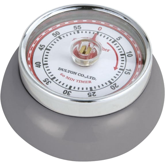 Zassenhaus Magnetic Retro 60 Minute Kitchen Timer, 2.75-Inch, Cool Gray