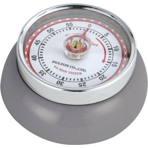 Zassenhaus Magnetic Retro 60 Minute Kitchen Timer, 2.75-Inch, Cool Gray