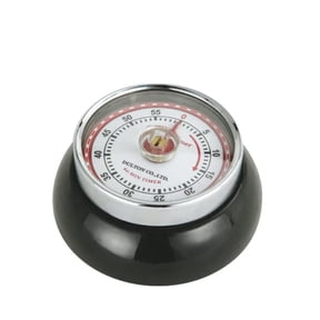 Zassenhaus Magnetic Retro Kitchen Timer, Classic Mechanical Cooking Timer (Black)