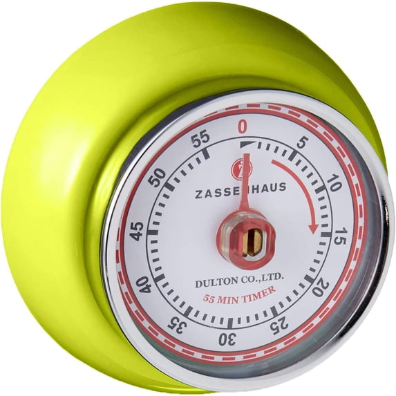Zassenhaus Magnetic Mechanical Kitchen Timer Kiwi Green Steel 55 Minute