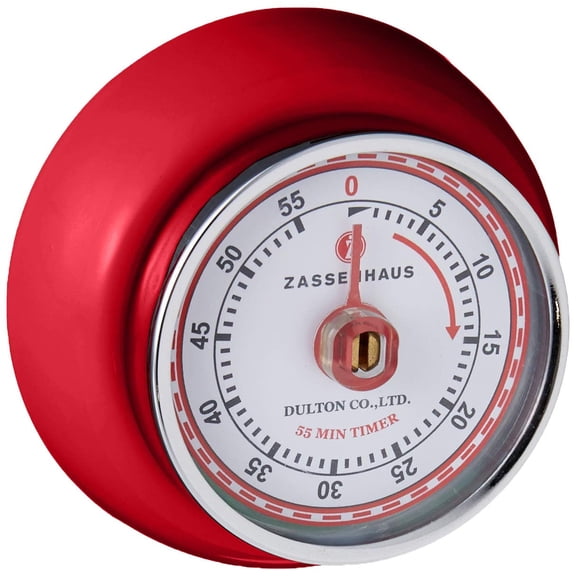Zassenhaus Magnetic Retro Kitchen Timer Mechanical Cooking Timer Red 2.75 Inch