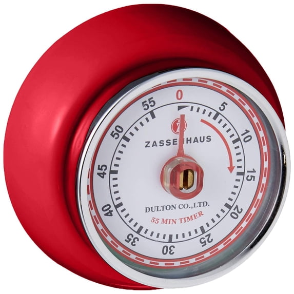 Zassenhaus Magnetic Retro Kitchen Timer Mechanical Cooking Timer Red 2.75 Inch
