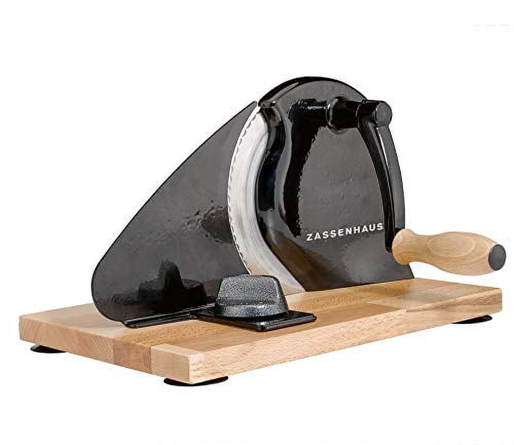 Zassenhaus Manual Bread Slicer, Classic Hand Crank Home Bread Slicer Black 11.75 Inch by 8 Inch