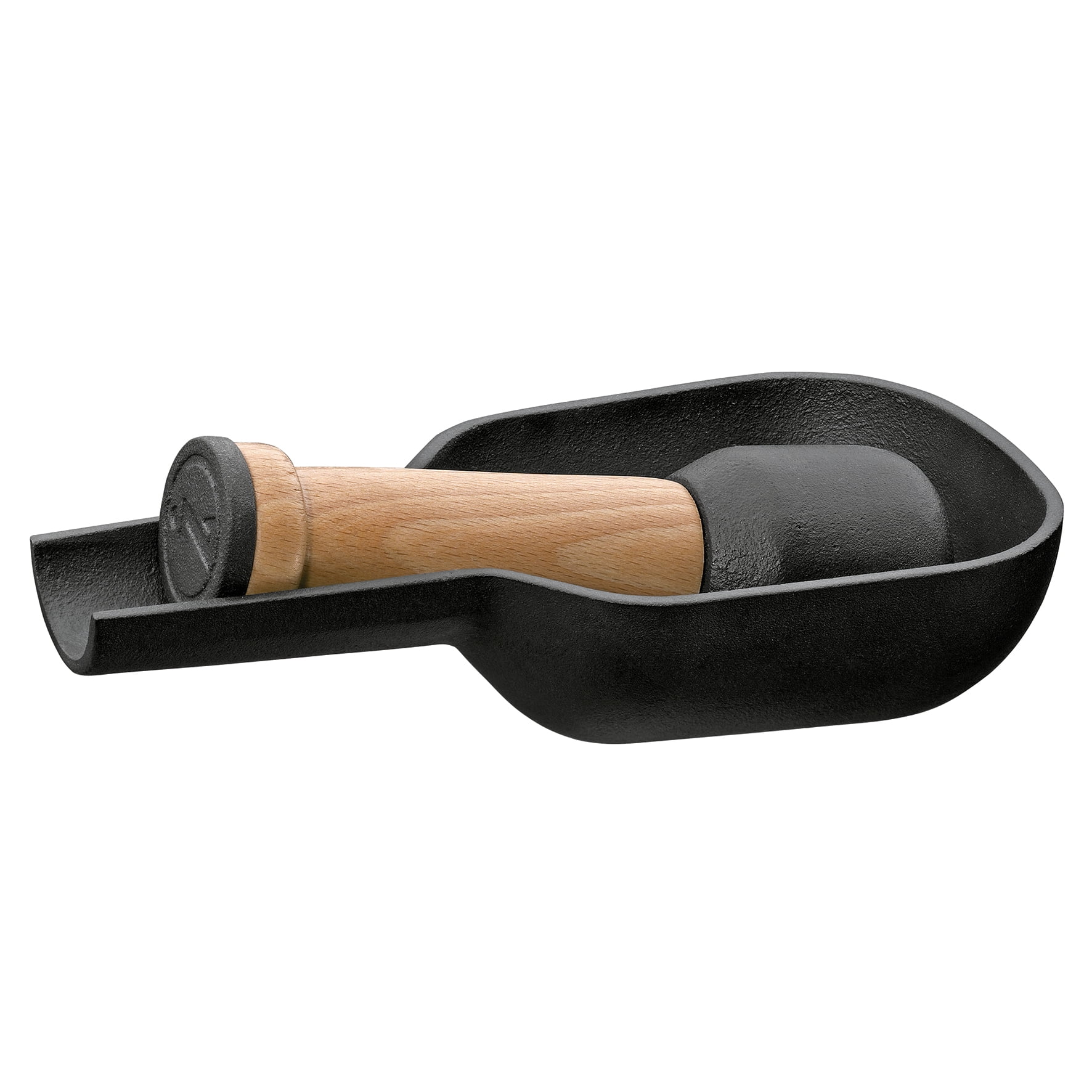 Zassenhaus Oval Cast Iron Mortar & Pestle with Pouring Spout, 7", black
