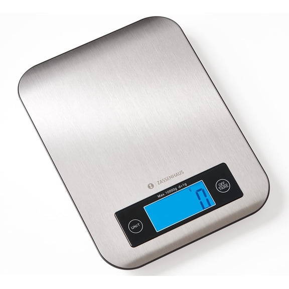 Zassenhaus Pure Digital Kitchen Scale, 9.3" x 6.9", Stainless Steel