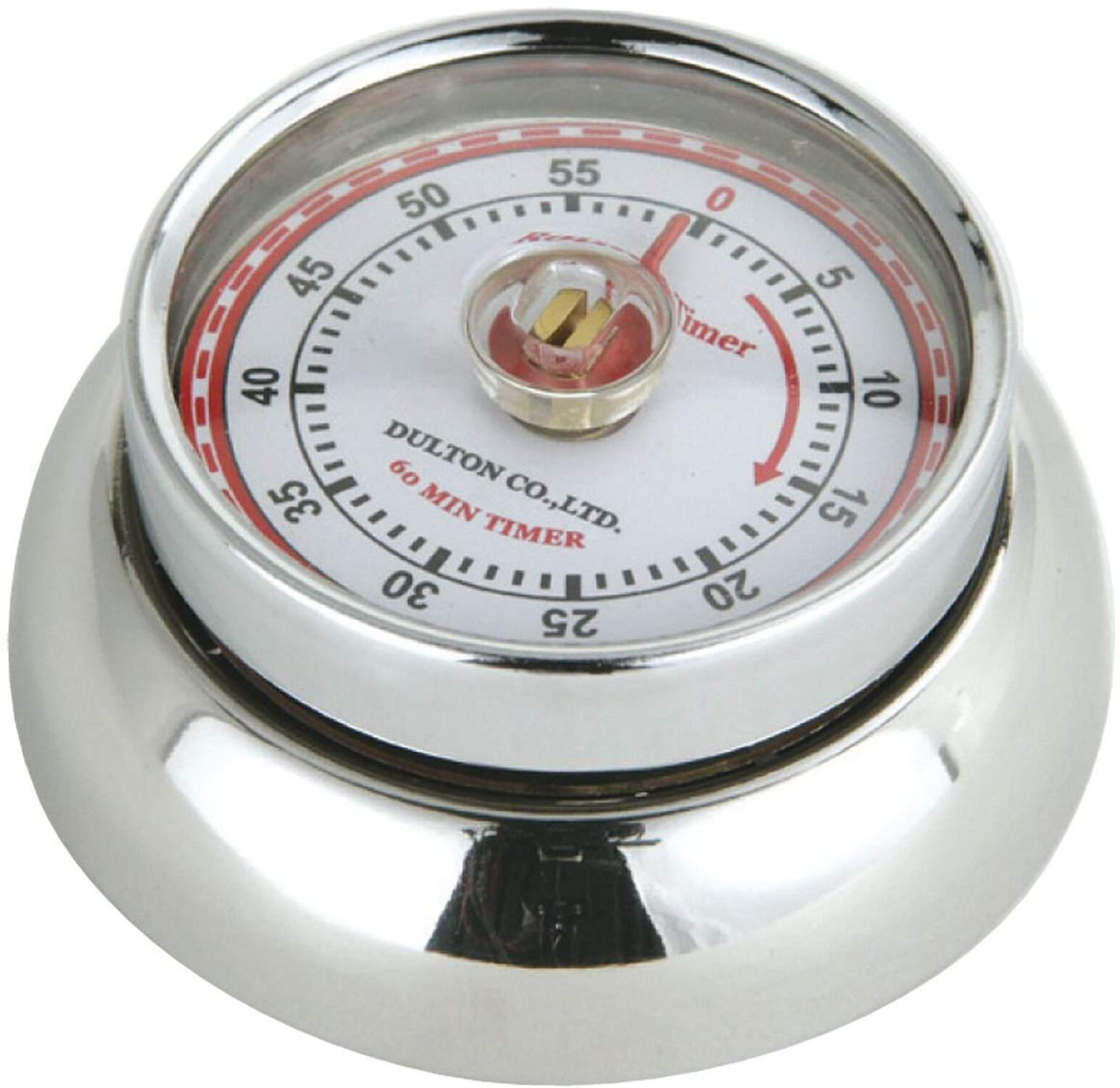 Retro Silver Stainless Steel Magnetic Kitchen Timer